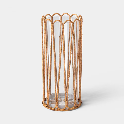 Tall rattan wrapped hurricane - tall,